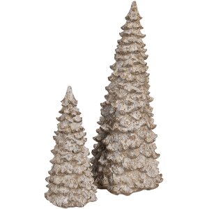 Clayre & Eef 6PR4289 Decoratieve Boom Wit Beige 9x9x18 cm Polyresin Landelijke Stijl