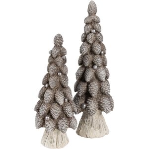 Clayre & Eef 6PR4298 Decoratieve Boom Bruin Wit Ø 7x19 cm Polyresin landelijke stijl