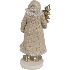 Clayre & Eef 6PR4302 Kerstman Decoratie Beige Goud 10x8x21 cm Polyresin