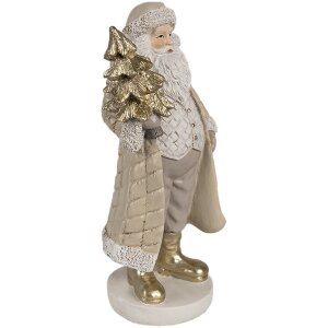 Clayre & Eef 6PR4302 Kerstman Decoratie Beige Goud 10x8x21 cm Polyresin