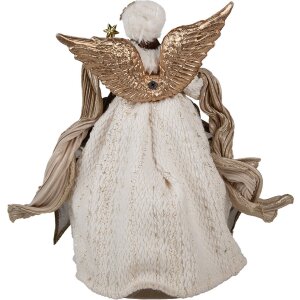 Clayre & Eef 65625 Decoratieve Engel Beige Goud 20x12x28 cm Kerstmis