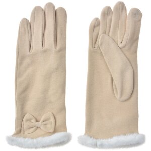 Juleeze JZGL0089BE Handschoenen Beige strik imitatiebont...