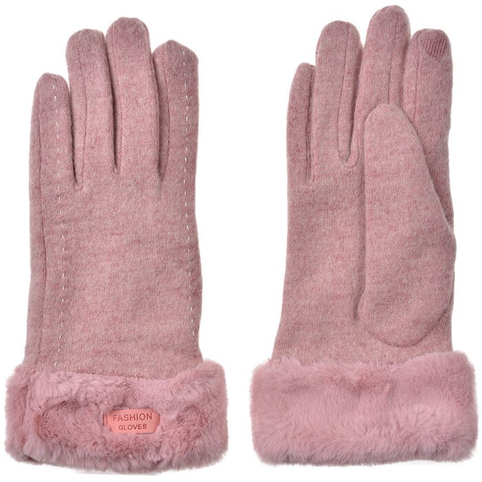 Juleeze JZGL0090P Handschoenen roze 9x23x2 cm met bontrand