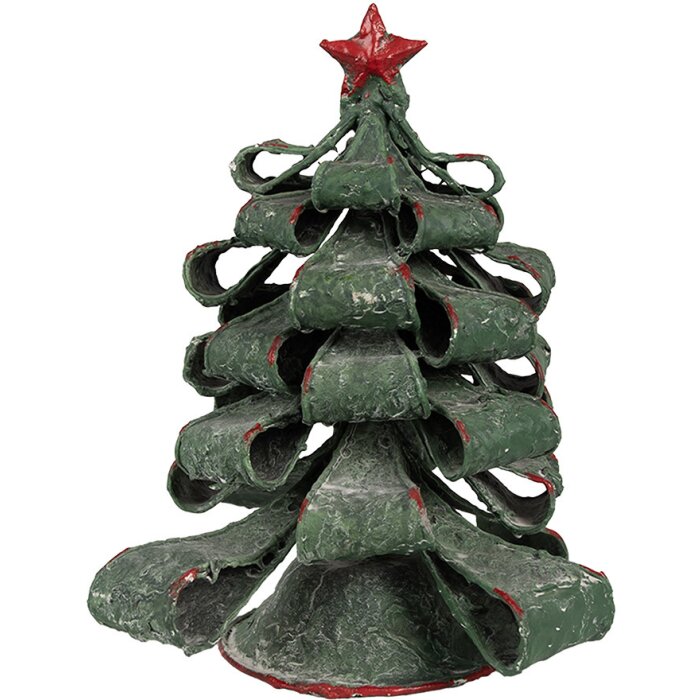 Clayre & Eef 65870 Kerstboom Decoratie Metaal Groen Rood Ø 21x24 cm