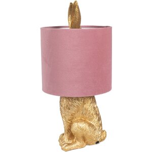 Clayre & Eef 6LMC0099GOVP Tafellamp Konijn Goud Roze Ø20x43 cm E27 60W