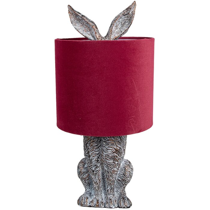 Clayre & Eef 6LMC0099VBU Tafellamp rabbit design rood Ø 20x43 cm E27 60W