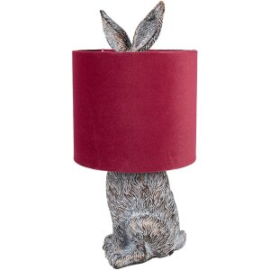 Clayre & Eef 6LMC0099VBU Tafellamp rabbit design rood Ø 20x43 cm E27 60W