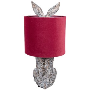 Clayre & Eef 6LMC0099VBU Tafellamp rabbit design rood Ø 20x43 cm E27 60W