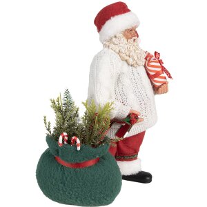 Clayre & Eef 65599 kerstdecoratie kerstman wit rood 18x13x27 cm