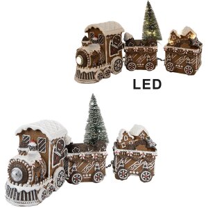 Clayre & Eef 6PR4973GG Decoratie Trein LED Bruin Wit...