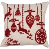 Clayre & Eef KT021.354 Kussenhoes Vrolijk Kerstfeest Wit Rood 45x45 cm Polyester