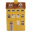 Clayre & Eef 6CE1885 Theelichthouder Huis Keramiek Geel 12x8x18 cm Landelijke stijl