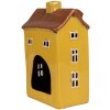 Clayre & Eef 6CE1885 Theelichthouder Huis Keramiek Geel 12x8x18 cm Landelijke stijl