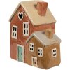 Clayre & Eef 6CE1897 Theelichthouder Huis Keramiek Oranje Bruin 14x9x15 cm