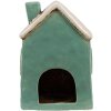 Clayre & Eef 6CE1898 Theelichthouder Huis Keramiek Groen Beige 13x9x18 cm Landelijk Huis