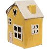 Clayre & Eef 6CE1911 Theelichthouder Huis Keramiek Geel Beige 16x10x18 cm