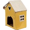 Clayre & Eef 6CE1911 Theelichthouder Huis Keramiek Geel Beige 16x10x18 cm