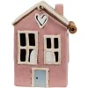 Clayre & Eef 6CE1912 Theelichthouder Huis Keramiek Roze Beige 16x11x21 cm