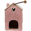 Clayre & Eef 6CE1912 Theelichthouder Huis Keramiek Roze Beige 16x11x21 cm