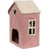 Clayre & Eef 6CE1912 Theelichthouder Huis Keramiek Roze Beige 16x11x21 cm