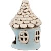 Clayre & Eef 6CE1875 Theelichthouder Huis Blauw Beige Ø11x15 cm