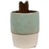 Clayre & Eef 6CE1878 Bloempot keramiek groen beige Ø 11x17 cm landelijke stijl