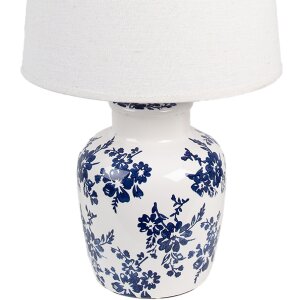 Clayre & Eef 6LMC0095 Tafellamp Wit Blauw Bloemig...