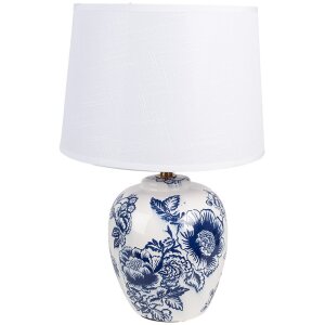 Clayre & Eef 6LMC0097 Tafellamp Keramisch Wit Blauw...