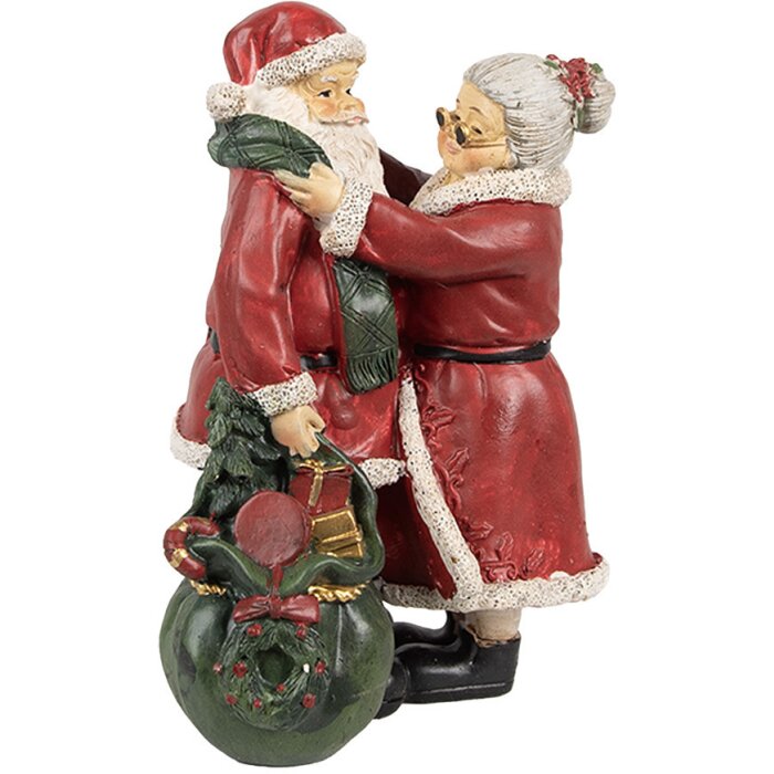 Clayre & Eef 6PR2780GG Kerstdecoratie Kerstman & Mevrouw 10x10x16 cm