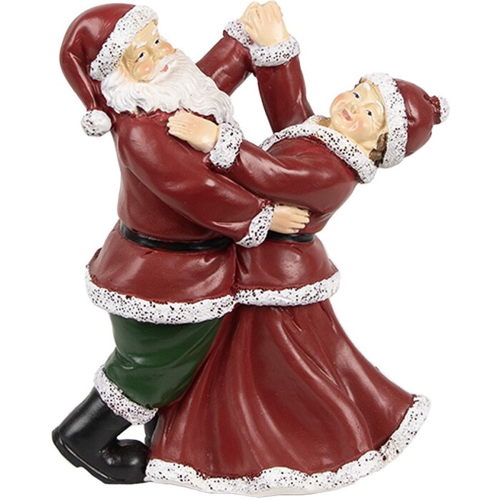 Clayre & Eef 6PR3912GG Dansende Kerstman en Mevrouw Claus 12x8x15 cm