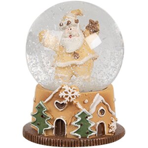 Clayre & Eef 65764 Sneeuwbol Kerstman Ø 5x6 cm Bruin Groen