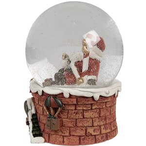 Clayre & Eef 65769 Sneeuwbol Kerstman met muziek Ø 10x15 cm