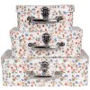 Clayre & Eef 66012 Decoratiekoffer Set van 3 Wit Bloemen 30x22x9 tot 20x17x8 cm