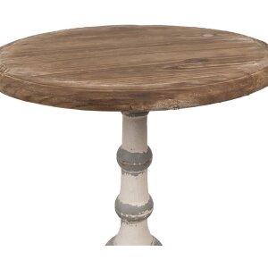 Clayre & Eef 5H0689 Bijzettafel Rond Hout Bruin Beige...