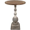 Clayre & Eef 5H0689 Bijzettafel Rond Hout Bruin Beige Ø 51x71 cm