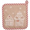 Clayre & Eef GBB45 Pannenlap Bruin Wit Landelijke stijl 20x20 cm Katoen