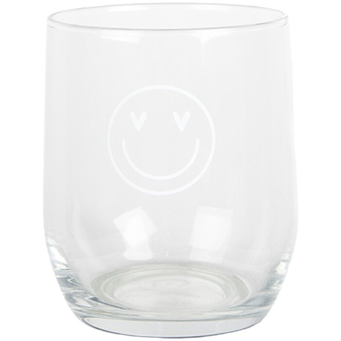 Clayre & Eef BHSGL0006 Drinkglas Smiley Transparant Ø 8x9 cm 300 ml