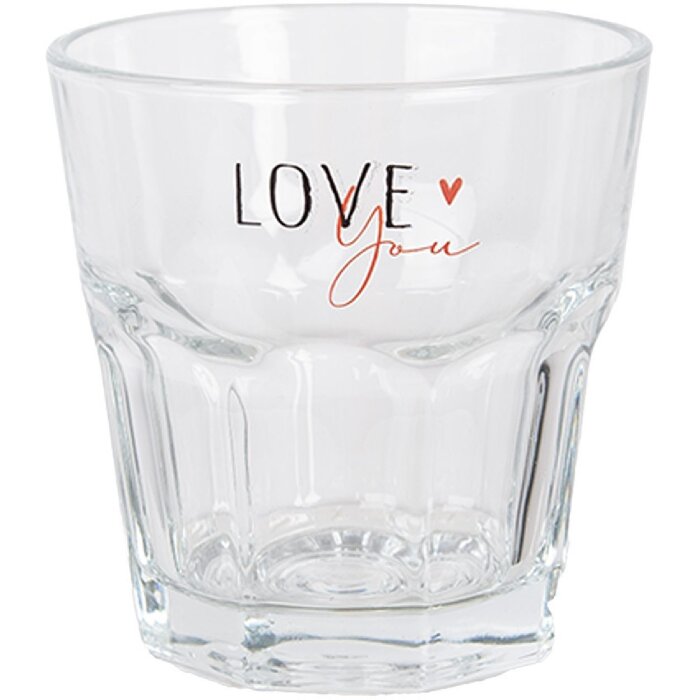 Clayre & Eef BHSGL0012 Drinkglas Love You Ø 8x8 cm 200 ml Transparant