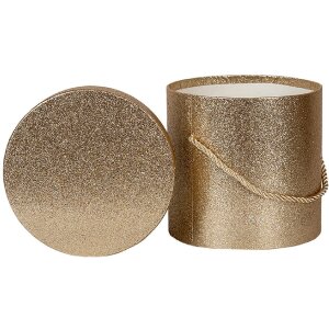 Clayre & Eef 66020 Opbergdoos Set Goud Glitter Rond 3 Maten