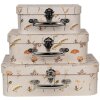 Clayre & Eef 66022 Decoratiekoffer set van 3 Beige gebloemd 30/25/20 cm