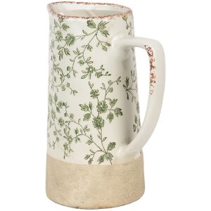 Clayre & Eef 6CE1924L Decoratiekan Groen Keramiek 21x14x26 cm Landelijke stijl