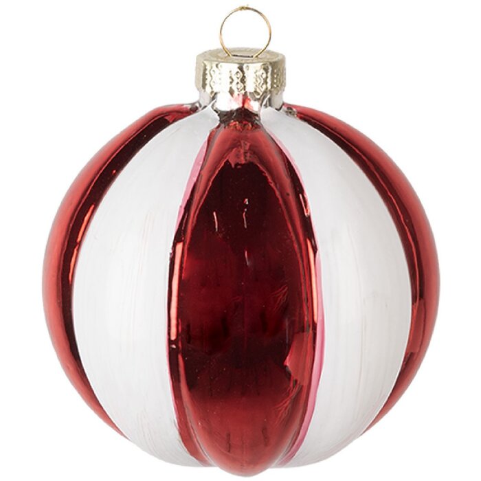 Clayre & Eef 6GL4336GG Kerstboom kerstballen glas rood wit Ø 8x8 cm