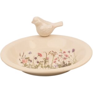 Clayre & Eef 6CE1948L Vogelvoerbakje Beige Roze Ø 26x10 cm