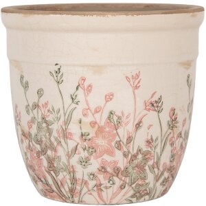 Clayre & Eef 6CE1974L Bloempot Keramiek Beige Roze...