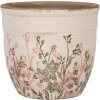 Clayre & Eef 6CE1974M Bloempot keramiek beige roze landelijke stijl Ø 16x14 cm