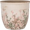 Clayre & Eef 6CE1974M Bloempot keramiek beige roze landelijke stijl Ø 16x14 cm