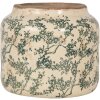 Clayre & Eef 6CE1975L Bloempot keramiek beige groen Ø 18x16 cm