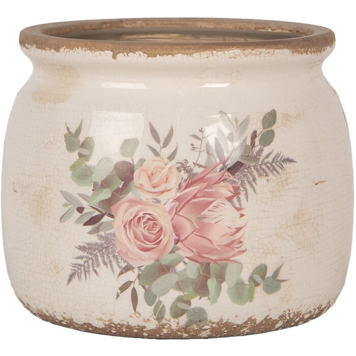 Clayre & Eef 6CE1978M Bloempotdecoratie bloemmotief Ø 16x13 cm