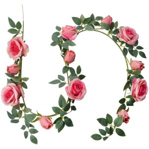 Clayre & Eef 6PL0320P Kunstbloemen Rozenkrans Roze...