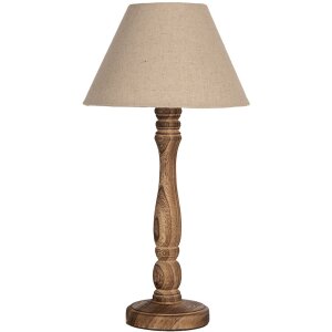 Clayre & Eef 6LMC0105 Tafellamp Hout Textiel Bruin...